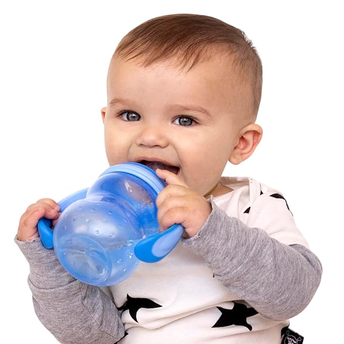 Nuby Non-Drip 3-Stage Wide Neck Bottle to Cup, 8 Ounce, Pack of 1 Cup, Colors May Vary