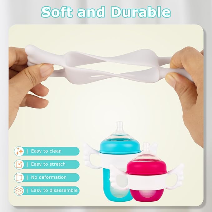 Silicone Baby Bottle Handles for Boon Nursh Bottles, Easy Grip Bottle Holder for Self Feeding