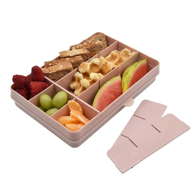 melii Snackle Box |12-Compartment Snack Container with Removable Dividers, BPA-Free Food Storage for Travel, School & On-the-Go Snacks, Kids & Family Organizer (Pink)