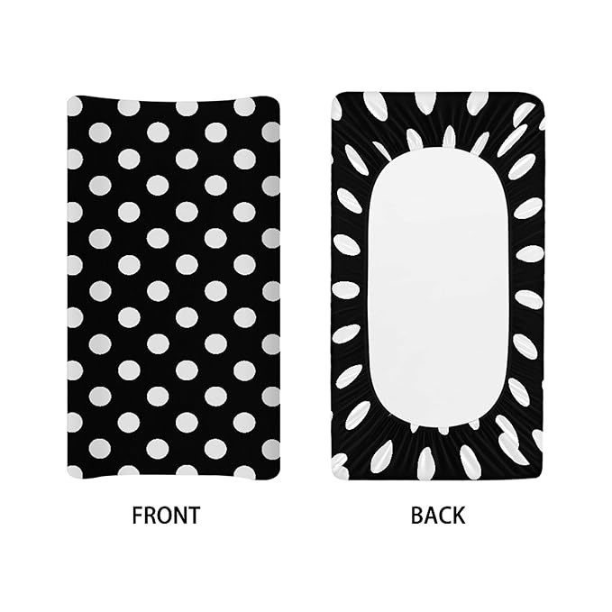 Black and White Dots Changing Pad Cover for Baby Girls Boys Cartoon Breathable Diaper Change Table Sheet Soft Stretchy Cute Change Table Mat Cover Fit 32x16