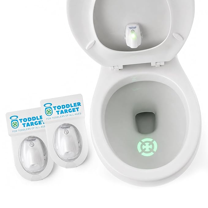 Adjustable Potty Toilet Target with Motion Sensor, Bullseye Illumination, and Nightlight, Precision Training - Ideal for Boys' Potty Training (2 Packs)