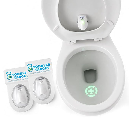 Adjustable Potty Toilet Target with Motion Sensor, Bullseye Illumination, and Nightlight, Precision Training - Ideal for Boys' Potty Training (2 Packs)