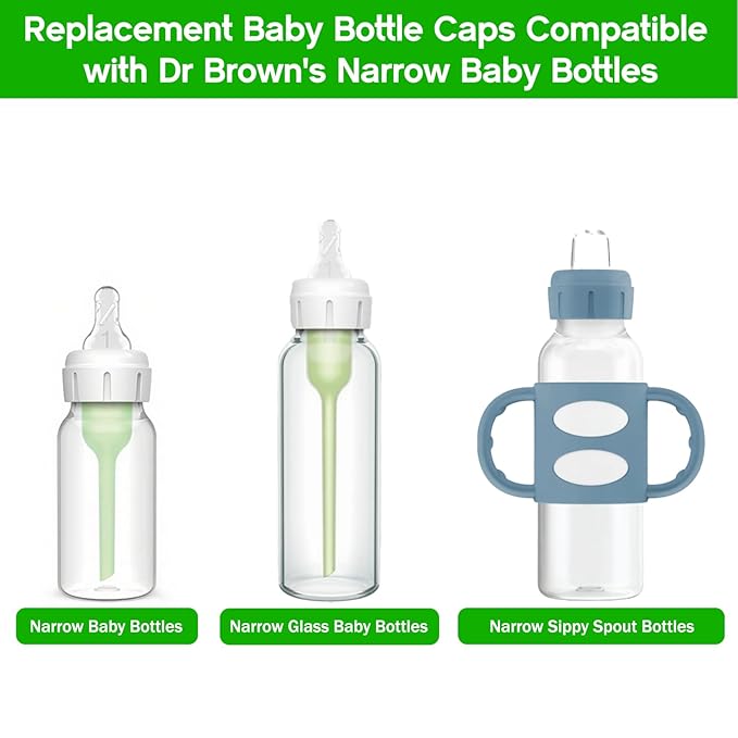 Baby Bottle Caps for Dr Brown Narrow Bottles, Travel Bottle Lids Replacement for Narrow-Neck Bottle, Tight and Leak-Proof, 6PCS, Yellow