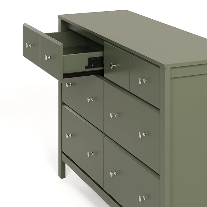 Storkcraft Horizon 6 Drawer Dresser (Olive) – GREENGUARD Gold Certified Dresser for Nursery & Kids’ Room, Modern Storage with Interlocking Drawer System