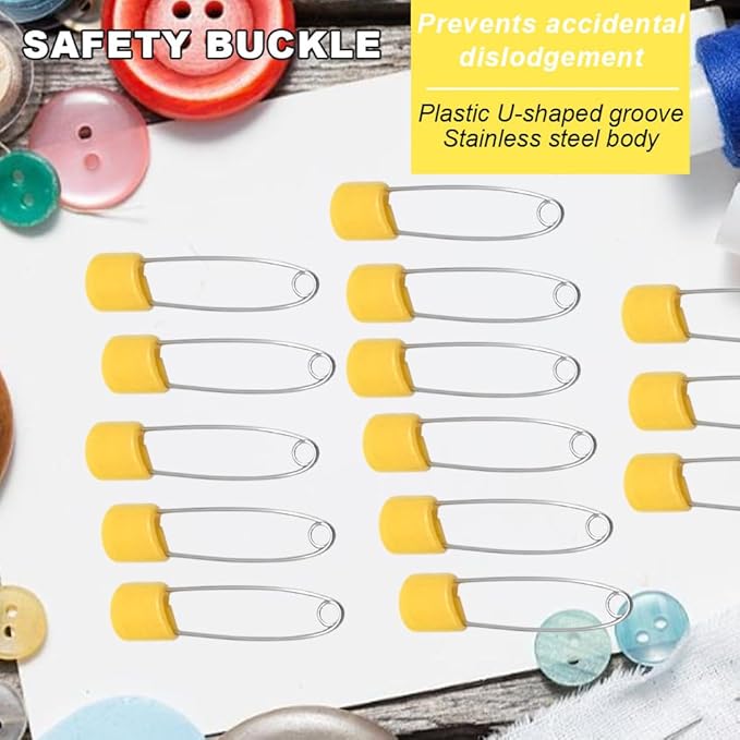 50Pcs 2.2" Plastic Head Safety Pin Nappy Cloth Diaper Safety Pins with Safe Locking Closures (Orange)