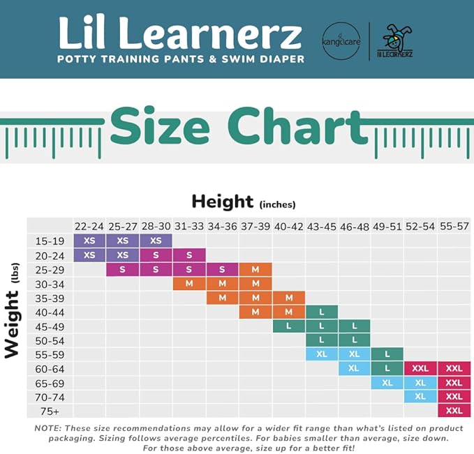 Kanga Care Lil Learnerz 2.0 Reusable Potty Training Pant & Swim Diaper for Toddler Boy and Girl S-XXL