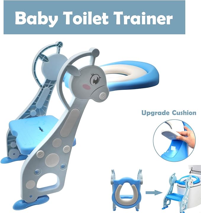 Giffgaff Potty Training Toilet Ladder Seat With Upgraded Cushion Step Stool Ladder Toilet Trainer for Baby Toddler Kids Children In Green