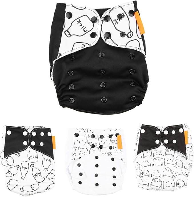 4pcs Baby Diaper Cover, Washable Reusable Newborn Nappy Cover, Comfortable Soft, Dry and Breathable, Adjustable Size(1#)