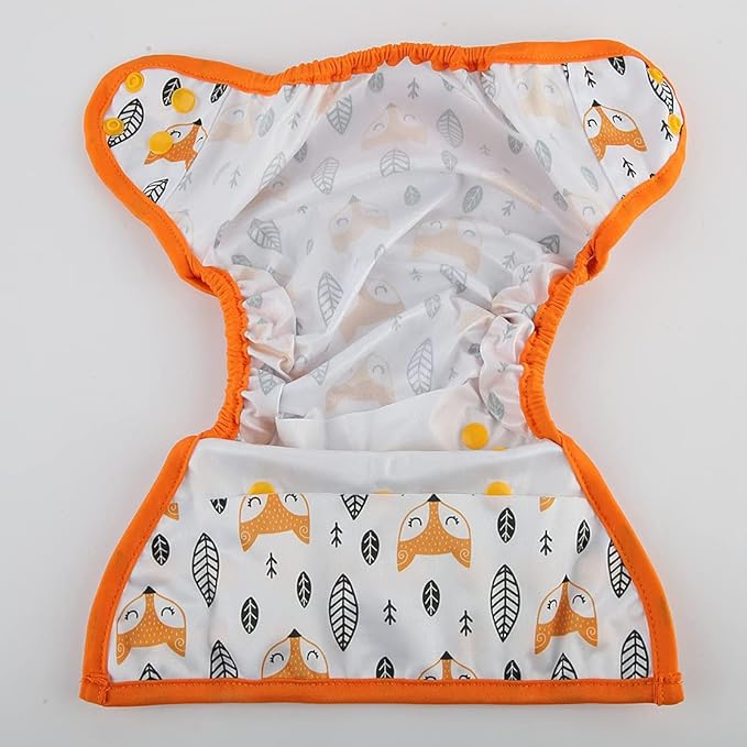 One Size Cloth Diaper Cover Snap With Double Gusset (Fox Head)