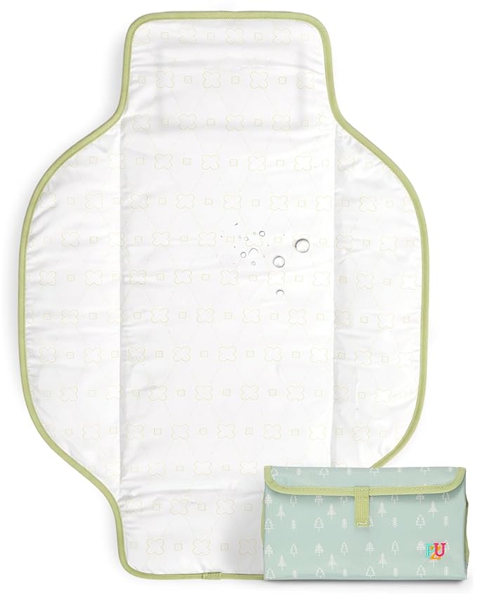 PZU Portable Diaper Changing Pad - Waterproof Travel Changing Mat with Built-in Pillow, Gifts for Baby Shower, Newborn Girls & Boys（Green Forest）