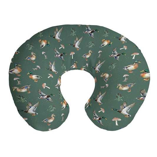 Watercolor Mallard Duck Reeds Mushroom Nursing Pillow Covers Boy Hunting Ducks Stretchy Nursing Covers for Breastfeeding Hunting Season Soft Comfortable Pillows Slipcover for Boys Girls