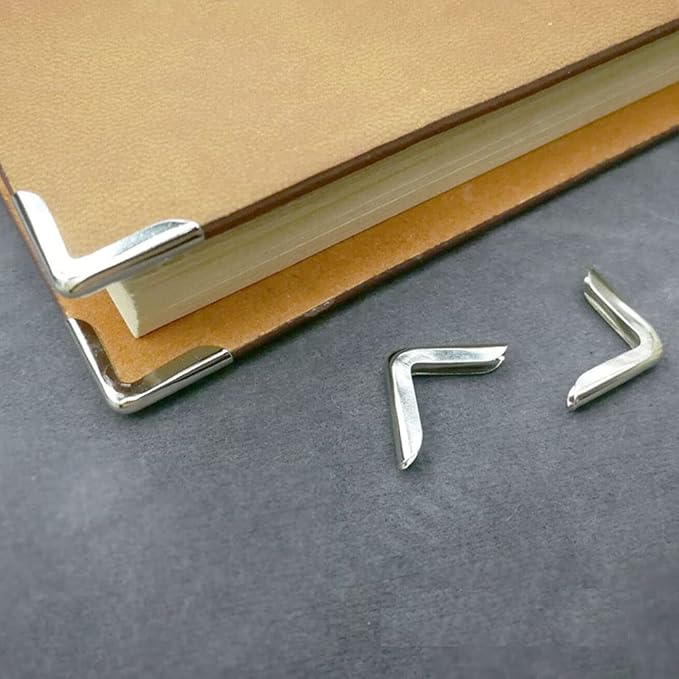 100Pcs Book Scrapbooking Album Menu Folder Protectors - Metal Corner Protector Cover for Protecting Book and Scrapbooking Corners, Silver
