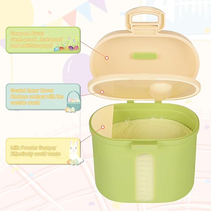 Accmor Baby Formula Dispense On The Go, Portable Milk Powder Formula Dispenser with Scoop,Formula Containers for Travel Hold 12.7oz/360g Formula, Green