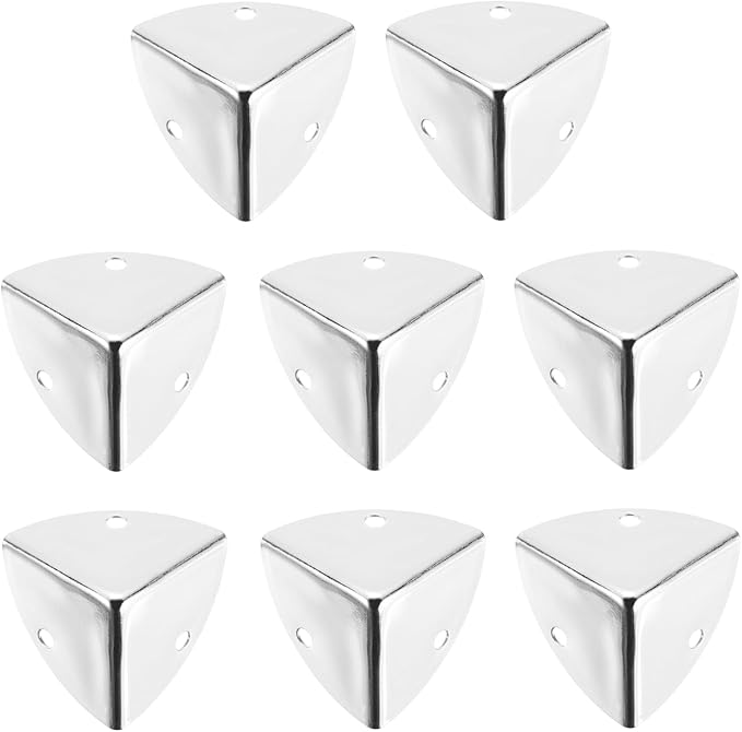 uxcell 8PCS Metal Corner Protector 1 x 1 x 1 Inch Box Edge Guard Protector Zinc Alloy Cabinets Speaker Corners Protector for Furniture Decorative (Silver)