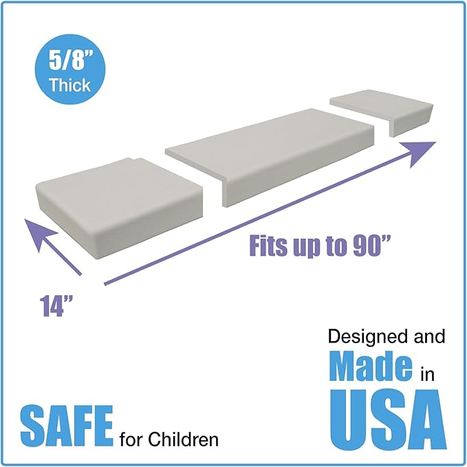 KidKusion Soft Seat Hearth Pad | Made in USA | Taupe | 90" x 14" | Fireplace and Hearth Protection