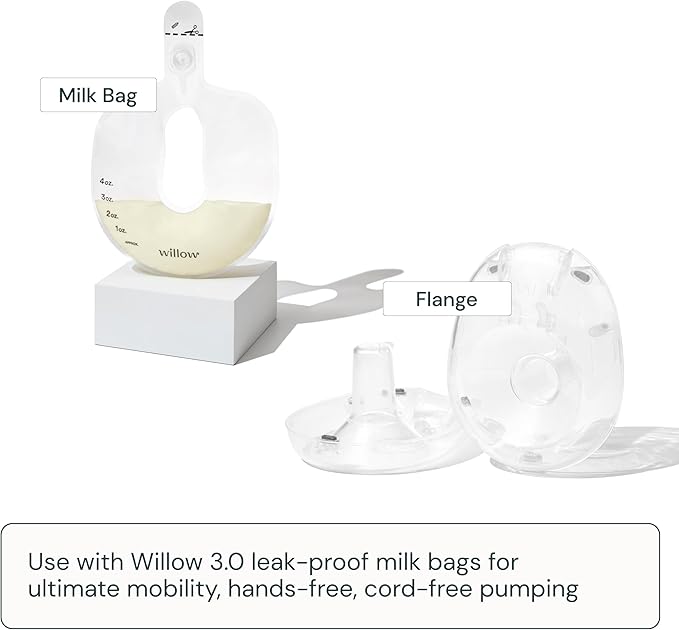 Willow - 360 Breast Pump Flanges - 27mm Breast Shield - for Willow 360 or 3.0 Wearable Breast Pump, Hands-Free for Leak Proof Breast Pumping with Spill- Proof Milk Bags - 2ct