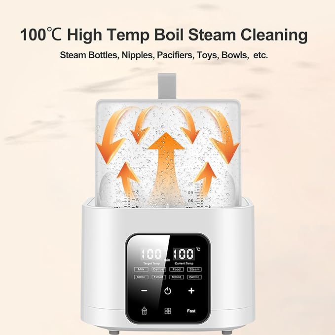 Baby Bottle Warmer for Twins: 6-in-1 Fast Breastmilk & Baby Food Heater, 48H Constant Temperature, Water Bath Heating, Universal Fit All Bottles & Jars, Super Large Capacity