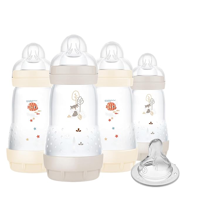 MAM Easy Start Anti-Colic Baby Bottles, 5 oz Slow Flow & 9 oz Medium Flow, Reduces Gas & Colic, BPA-Free, Self-Sterilizing, Bonus Fast Nipple