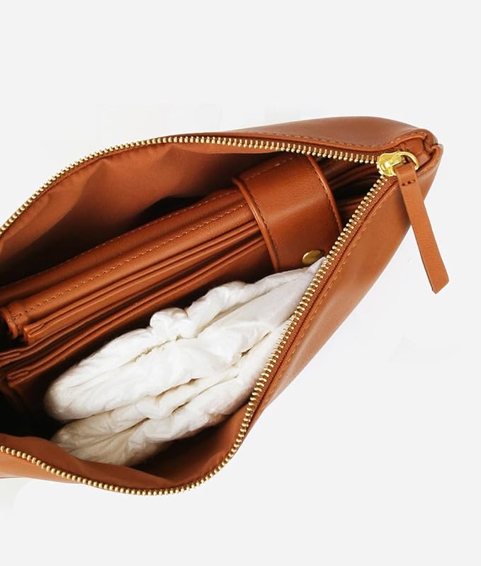 FAWN DESIGN The Changing Clutch, Diaper Clutch with Diaper Changing Mat, Zippered Premium Matte Faux Leather Compact Diaper Bag with Wipeable Changing Pad, 12x7.5 inches