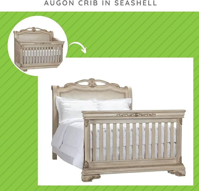 Full-Size Conversion Kit Bed Rails for Viv + Rae Convertible Cribs - Solid Wood Rail - Toddler and Adult Bed Rail for Full-Size Beds - Essential Nursery & Baby Furniture (Seashell, Option 2)