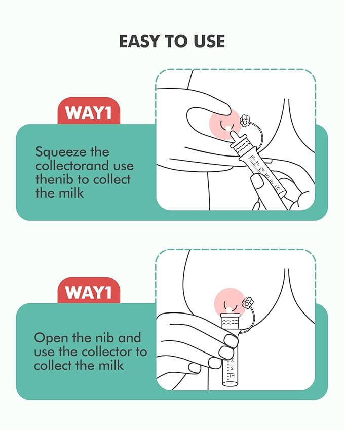 dearlomum Colostrum Collector Kit Breast Milk Collector 6ml/6pcs,Reusable, Heat & Freezer Resistant, BPA-Free, with Cotton Cloth Wipe, Storage Case, Cleaning Brush