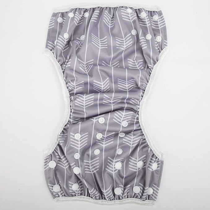 Baby Swim Diaper Nappy Pants Reusable Adjustable 0-2 Years Old Toddler Small (Small, Grey Arrow)