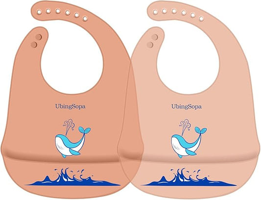 Silicone Baby Bibs – Adjustable, Soft, Waterproof & Durable, with Large Food-Catching Pocket, Feeding-Friendly