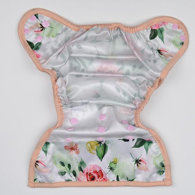 Baby Diaper Cover Nappy One Size 8lbs to 36lbs (Pink Flowers)