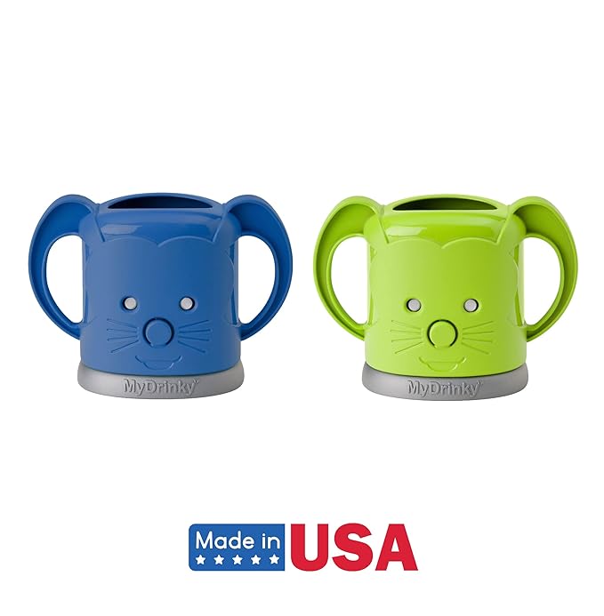 InchBug MyDrinky Pouch Holder No Squeeze, Reusable Drink Holder for Kids and Toddler | BPA-Free & Squeeze-Proof Cup Holder for Juice Boxes, Food Pouches | Dishwasher Safe, 2-Pack GALAXY BLUE/LIME