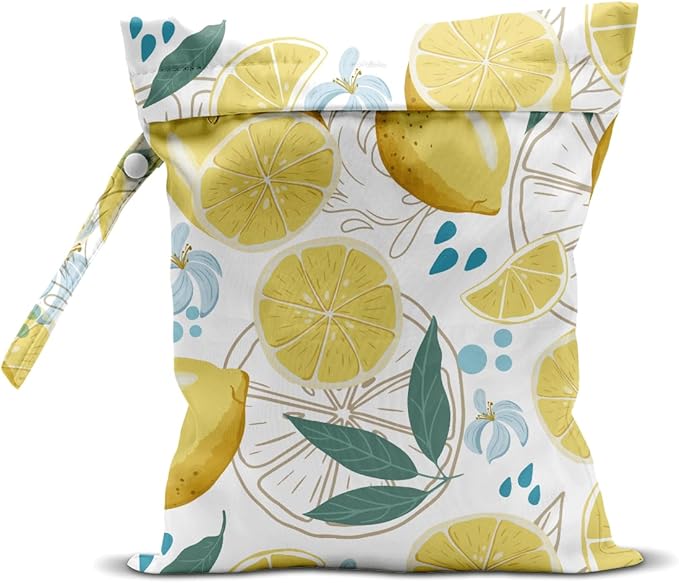 Wet Bag for Swimsuit Pool Travel Baby Cloth Diapers Dirty Yoga Gym Clothes Beach Bags Summer Gifts for Women Men Beach Vacation Essentials Lemon Waterproof Wet Dry Bag Travel Laundry Bags