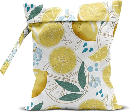 Wet Bag for Swimsuit Pool Travel Baby Cloth Diapers Dirty Yoga Gym Clothes Beach Bags Summer Gifts for Women Men Beach Vacation Essentials Lemon Waterproof Wet Dry Bag Travel Laundry Bags