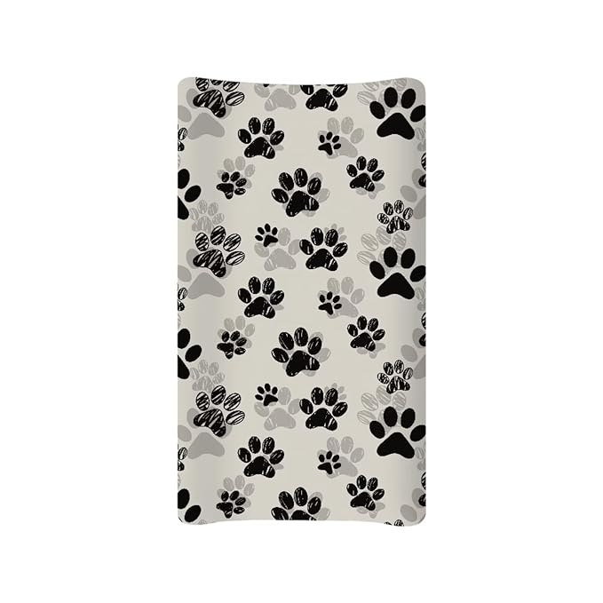 Breathable Diaper Changing Pad Cover for Baby Girls and Boys, Soft Changing Table Sheets 16 * 32 Inches, Dog Paws