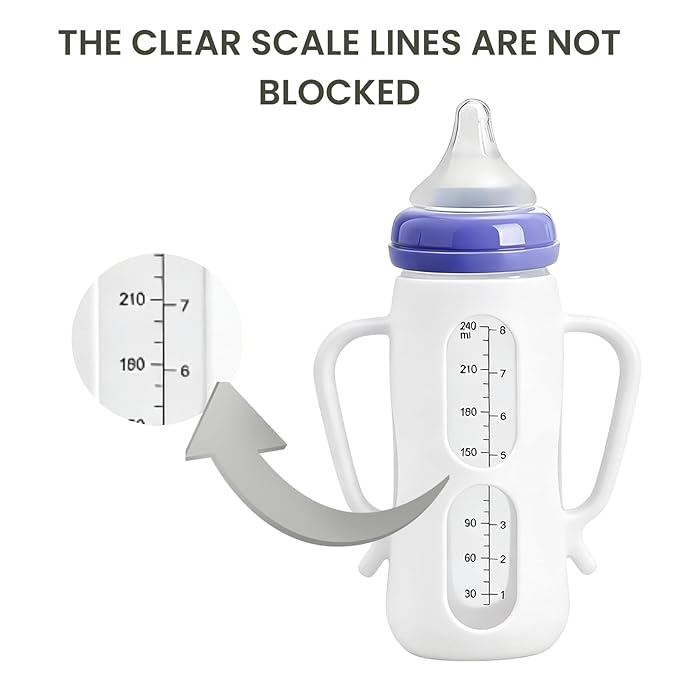 3Pack Silicone Sleeves Compatible with Lansinoh Glass Bottles for 8oz, Anti Breakage Glass Bottle Holder with Handles, Silicone Bottle Holder for Easy Grip, Quick Install, Easy to Clean