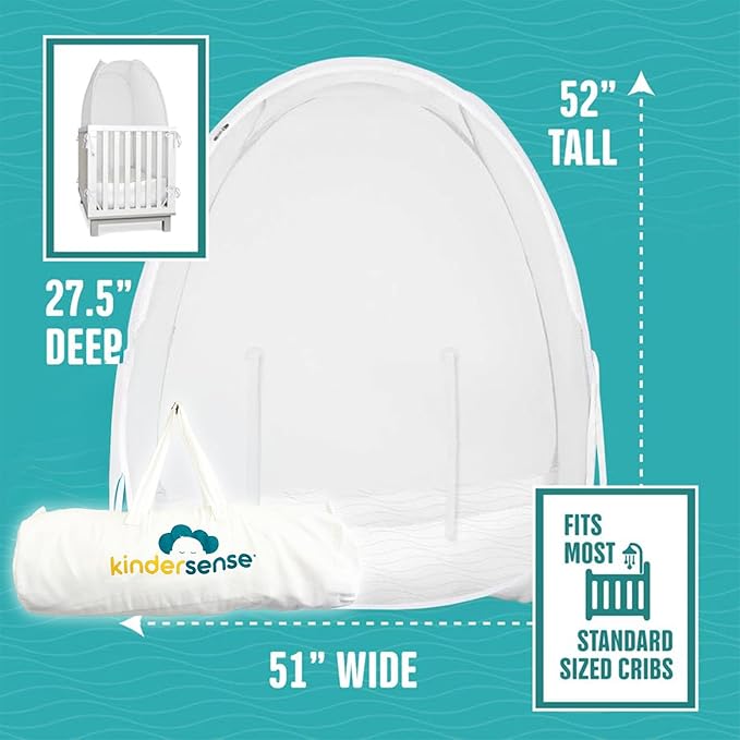 KinderSense® - Baby Safety Crib Tent - Premium Toddler Crib Topper to Keep Baby from Climbing Out - See Through Mesh Crib Net - Mosquito Net - Pop-Up Crib Tent Canopy