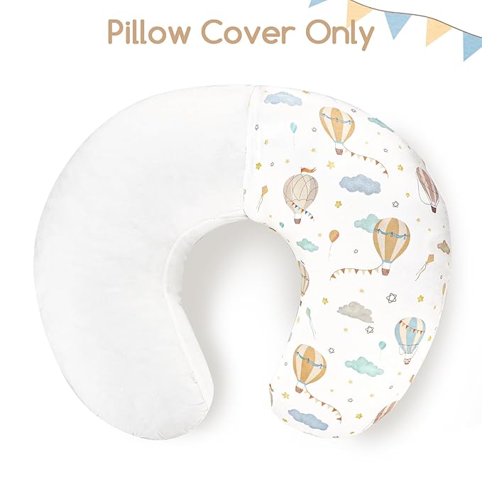 DILIMI Nursing Pillow Cover, Stretchy Removable Pillowcase for Breastfeeding Pillows, Ultra Soft Comfortable Slipcover for Baby Girl and Boy, Hot Air Balloon