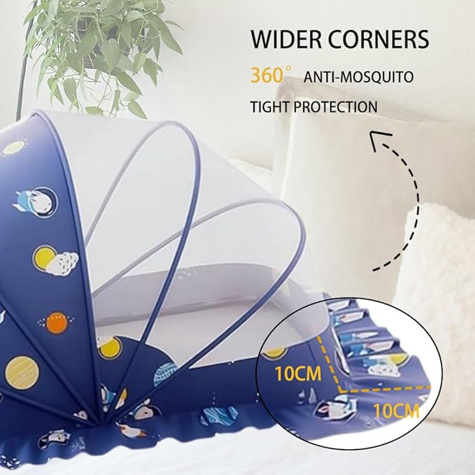 Mosquito Nets for Baby Cribs, Portable Folding Mosquito Net for Stroller, 0-3 Years Kids Travel & Sleep Mosquito Mesh Cover(Blue, 50”x26”x28”)