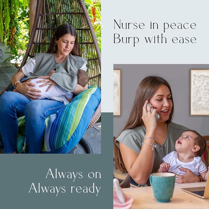 MONII Wearable Burp Cloth – Shoulder Cover for Feeding & Burping | 100% Cotton | Nursing Cover | Hands-Free Baby Essential