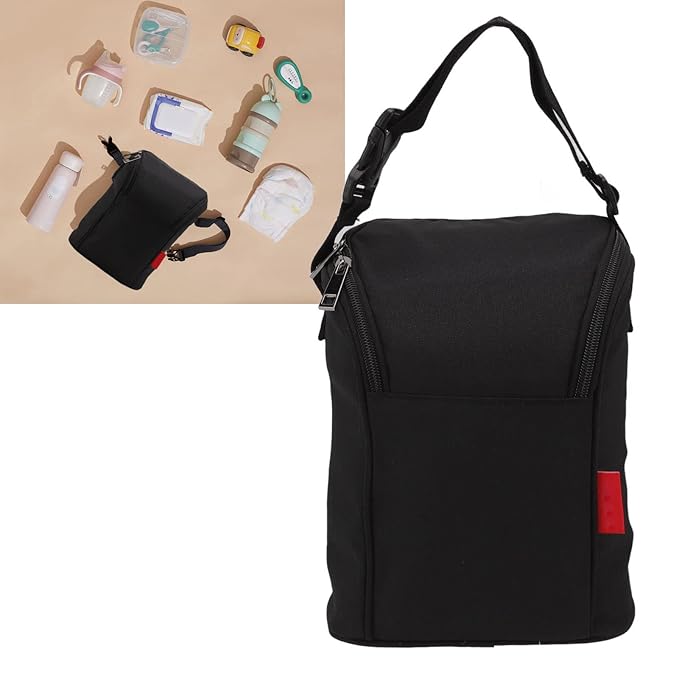 Keenso Baby Bottle Bag, Insulated Tote Pouch for Outdoor (Black)