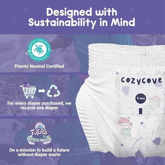 Cozycove Size 5 XL (20-31 lbs) Pull Up Training Pants | Totally Chlorine Free, Fragrance Free, Wetness Indicator | Play Hard Slim Active Pants | 20 Count (1 Bag of 20)