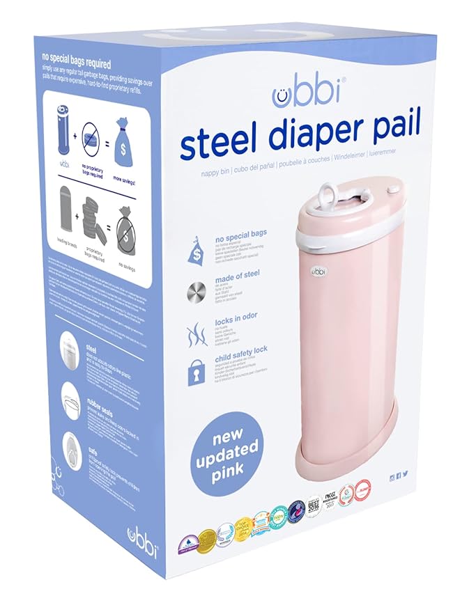 Ubbi Steel Odor Locking, No Special Bag Required, Money Saving, Modern Design & On-The-Go Refill Bags, Lavender Scented, Value Pack of 36, Baby On The Go Diapering Essentials
