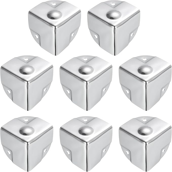 uxcell 40x40x40mm Metal Box Corner Protectors Box Edge Guard Chrome Plating Silver Tone 16pcs