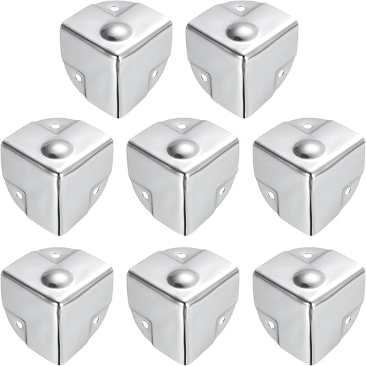 uxcell 40x40x40mm Metal Box Corner Protectors Box Edge Guard Chrome Plating Silver Tone 16pcs