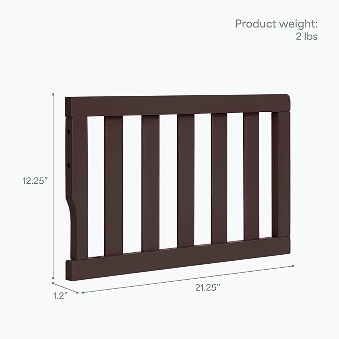 Dream On Me Toddler Guard Rail for Convertible Crib, Solid Wood Bed Rail for Toddler Bed Conversion, Chocolate Chip