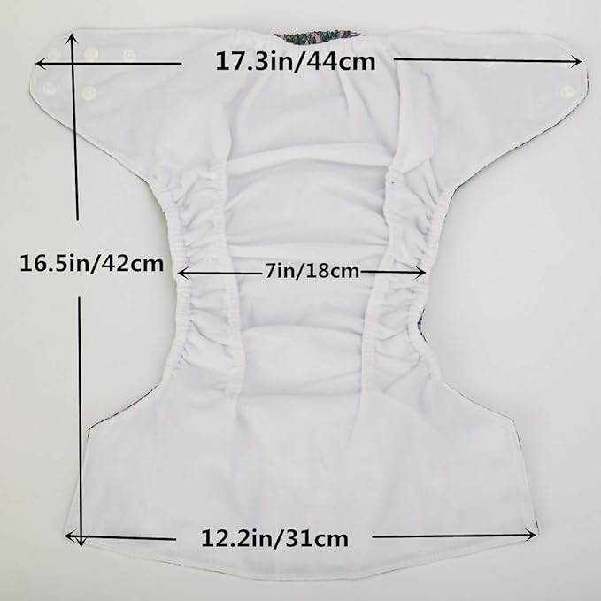 2 to 7 Years Old Cloth Diaper Nappy Pocket Reusable Washable Junior Big Baby Kids Toddler (Green Branches)