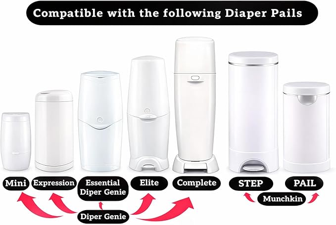 Diaper Pail Refills Compatible with Diaper Genie and Munchkin Pails | 1280 Count (4-Pack,320 Count)