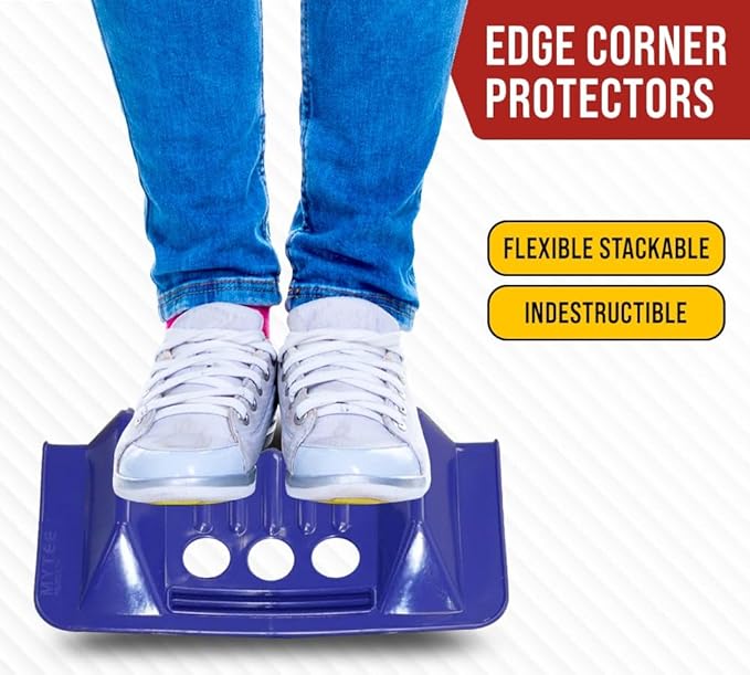 Mytee Products (80 Pack) 4" x 4" x 10" Blue Corner Protector V Shaped Flatbed Edge Guards with Carrying Case - Cargo Load Corner Edge Protector and Tie-Down Strap Guard for Flatbed