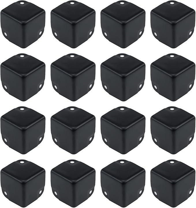 Antrader 16Pcs Black Metal Corner Protector,1.38" Box Edge Guard Protector,Metal Cabinets Speaker Corners Protector(35×35×35mm)