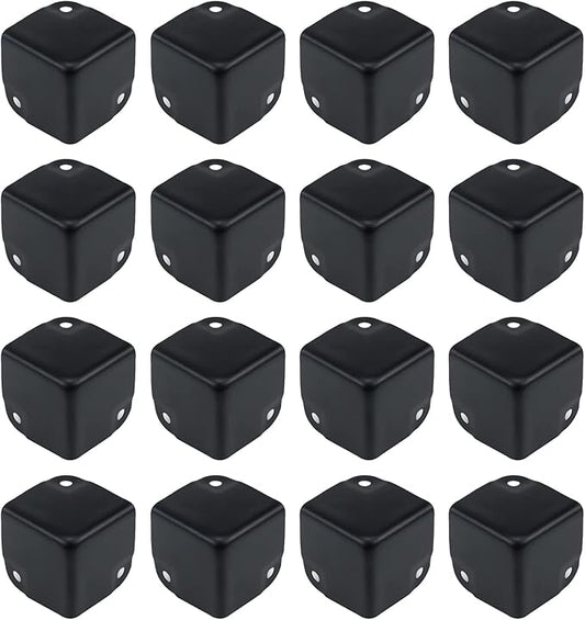 Antrader 16Pcs Black Metal Corner Protector,1.38" Box Edge Guard Protector,Metal Cabinets Speaker Corners Protector(35×35×35mm)