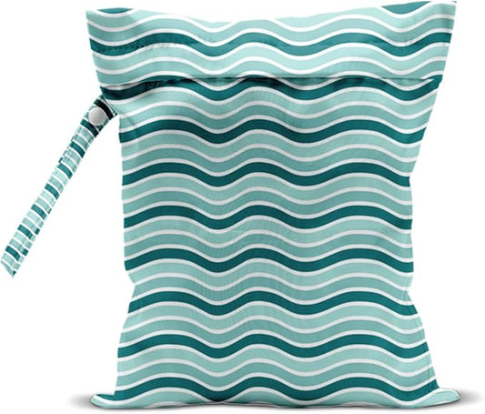 Wet Bag for Swimsuit, Beach Travel Essentials Wet Dry Bag, for Sunscreen Toiletry Dirty Clothes Yoga Gym Diaper, Friends Summer Beach Vacation Gifts. Wavy stripes