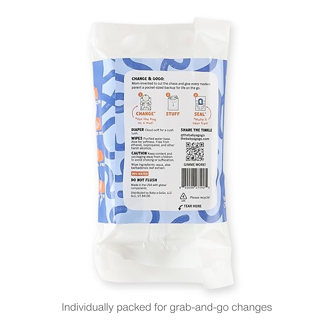 Pocket-Sized Travel Diaper Kit (Size 4, 22–37 lbs) – 10-Kit Value Pack | 1 Diaper, 5 Wipes & Odor-Lock Disposal Bag | Baby Travel Essentials for Airport & On-the-Go